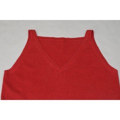 Vintage Knit Tank Top White Stag Size M 90s Red Ramie Cotton Stretch V-Neck