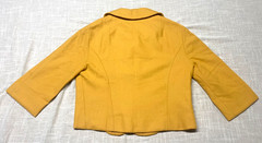 Vintage Skirt Suit Yellow Wool 60s Two Piece Set Handmade Retro Cropped Jacket