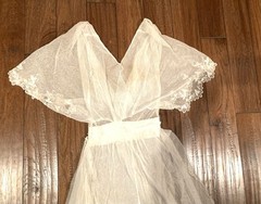 Antique 1910s Edwardian tea dress lawn dress ivory net XS