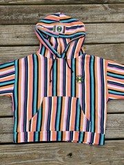 Vintage Cross Colours Cropped Hoodie Striped Hip Hop Sweatshirt Medium Rare