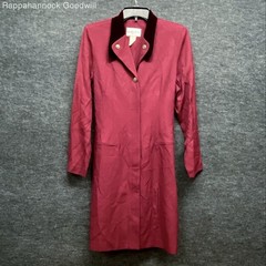 Vintage 90s Danny & Nicole Women’s Burgundy Velvet Collar Coat Dress Sz 8