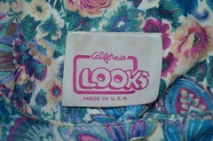 Vintage California Looks dress Women Small Med Floral Polyester Blue Purple