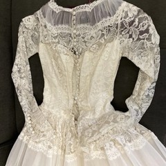 Vtg 1950’s Maurer Ivory Full Lace Wedding Dress-Bust 30/2XS