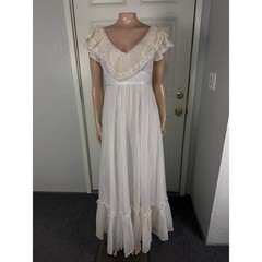 Vintage 70s Gunne Sax Dress Prairie Floral Lace Cottage Bohemian Wedding 5 K26