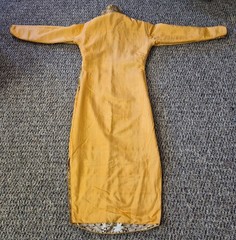 VTG 1960s Gold Brocade Cheongsam Qipao Dress Handmade Silk Jacquard Fully Lined