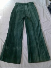 RARE Vtg 70s Ms LEE Hi Waist Green Tie Dye Cord WIDE Leg Bell Bottom Pants 26/28
