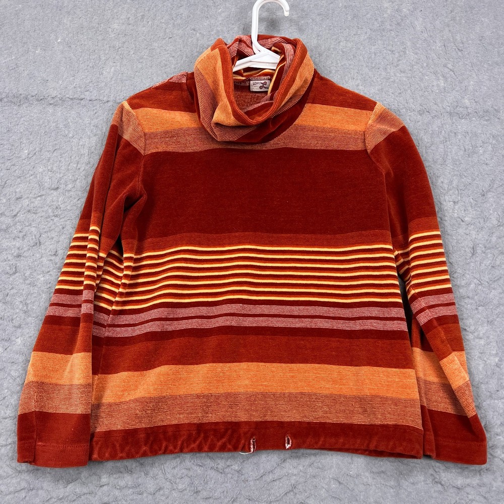 VTG LEVIS For Gals Top Women’s Red/Orange Striped Terry Turtleneck Shirt 60s 70s