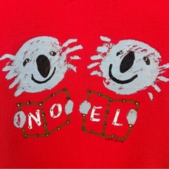 VTG Ken Done Koala Christmas Holiday Carolers Noel Art-To-Wear Rhinestones Large