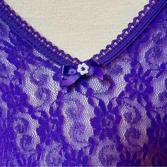 Vintage 1970s Frederick’s of Hollywood Purple Lace Lingerie Bodysuit Size Large
