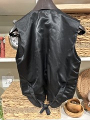 Effeci Vintage Black Vest Silver Gold Sequin Bead V-Neck Buttons Lined Size M