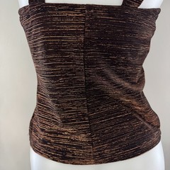 vtg 90s FORMULA X Brown Bronze Copper METALLIC Tank Top Club Delias S USA Y2K