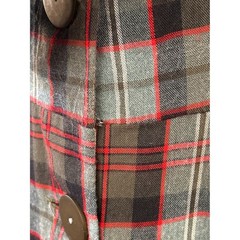 Vtg Distinctively Miss Brett Plaid Midi Dress Rockabilly Dark Academia Red Grey