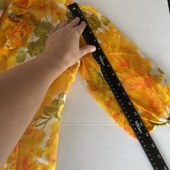 VTG 60’s Teddi Of California Cropped Blouse Orange Yellow Floral Women’s Small