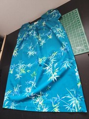 Vintage Hukilau Fashions Hawaiian Blue Muumuu Bamboo Print Maxi Dress Size 16