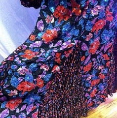 Vintage 80s Diane Freis Exceptional Sequined Floral Georgette Top And Skirt Sz L
