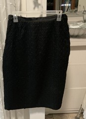 Vintage 1940-60s Black Ribbon Fabric Pencil Skirt 30 Inch Waist Different