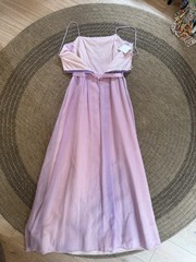 Vintage 70s House of Bianchi Lavender Chiffon Maxi Dress Lace Prom Gown Sz 6