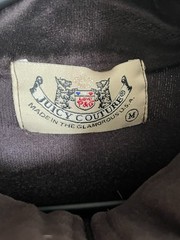 Juicy Couture Y2K Bow Brown Velour Zip Up Track Jacket Size M/36 Fits Like XS/S