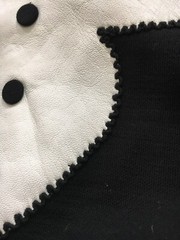 Vintage Handmade Black Wiggle Dress Faux Leather Bib Faux Collar S M