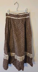 Jessica’s Gunnies Vintage Brown Floral Prairie Long Skirt Lace Ribbon Tie 7