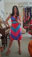 Vintage 70s 80s BETSY’S THINGS Chevron Sun Dress Summer Spaghetti Straps XS S