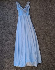 Vintage OLGA Bodysilk GOWN Nylon Stretch SWEEP Blue Lingerie Sz M