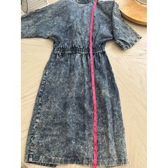 Champagne West Vintage 80s Acid Wash Denim Dress Star Waist Made in USA