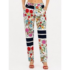 Moschino Jeans Pants Size 33 Multicolor Vintage Floral Stripe Made in Italy