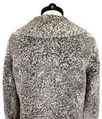 Vintage Pelzmoden Welschoff Astrakhan Karakul Curly Lamb Long Coat Gray