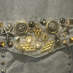 ST. MAARTEN Dallas TX USA VTG Ornate Sparkle Western Flair Denim Shirt L *READ