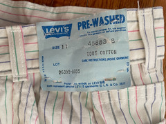 Vintage 1980s Levis Deadstock Juniors Candy Stripe tapered Pants Sz 11, White