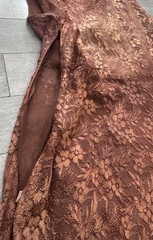 Judy Hornby Vintage 90s Brown Copper Lace 2-Piece Dress & Top Set Sz 6