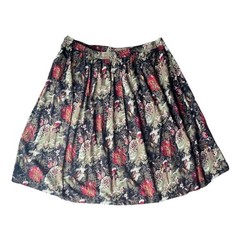 Vintage Liz Moody Dark Abstract Floral Pleated Rayon Midi Skirt 44 Waist