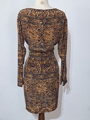 LOT 2 Vintage 1990s Dress Silk Linda Allard Ellen Tracy XS/S Serbin Horn Print