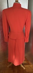 Louis Feraud Vibrant Vintage Coral Reef Pink Red Straight Skirt Suit 80s 90s