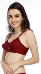 Vintage Maroon Cotton Bullet Bra – Round Stitch Comfort & Style for Every Body