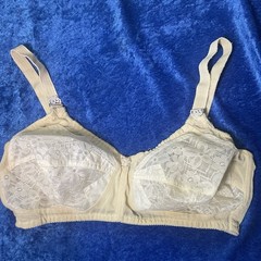 Vintage Kiki Bullet Bra 38c Beige Lace Pinup Lingerie Stains See Pics As Is!!