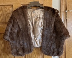 1940s ELEGANT Beaver Fur Stole Evening Outerwear Formal VINTAGE Wrap w/ Pockets