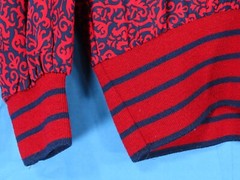VTG Schrader RED & NAVY BLUE PRINT Dress Set BANDED HEM TOP & PLEATED SKIRT 8-P