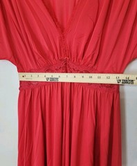 Miss Elaine Nylon Nightgown Red Lace Sz M Lingerie Chemise USA