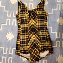 1950s Jantzen One-Piece Plaid Swimsuit; low back w/ adjustable strap length