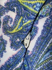 Womens Large Vintage Polyester Dress, Blue Flourish, Helen Whiting, Talon Zip
