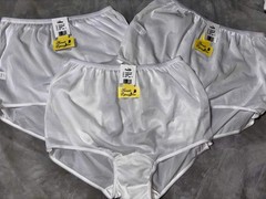 Vintage Bundle Lot Of 3 Nylon Granny Panties Briefs Pillow Tab Plus 3X 3XL New