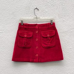 Vintage Y2K Women’s Moschino Jeans Dark Red Cotton Velvet Mini Skirt 28″W