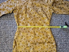VTG 1960s Gold Brocade Cheongsam Qipao Dress Handmade Silk Jacquard Fully Lined