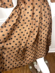 Vintage 1950’s Gigi Young NY brown Silk dots Dress 36” bust 26” waist