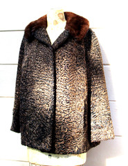 Vintage Brown Curly Persian Lamb Wool Fur Mink Jacket 1940 H Fleischman Buffalo