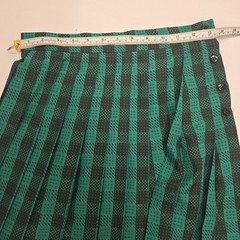 Jaeger Vintage Green Black Plaid Pleated Midi Skirt Made in Great Britain 10