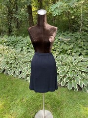 Vtg St. John Black Skirt And Sweater Knit Set Womans Size 10 ish w Gold Buttons