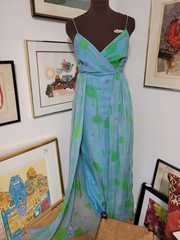 Vintage Maxi Dress with Tight fitted Skirt but Flowing Silk Over Layer